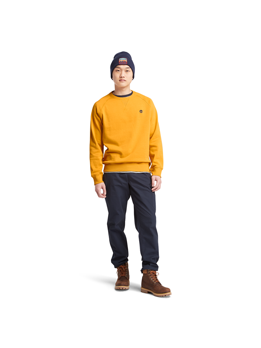 Timberland Sarı Brushed Back Erkek Sarı Yuvarlak Yaka Sweatshirt