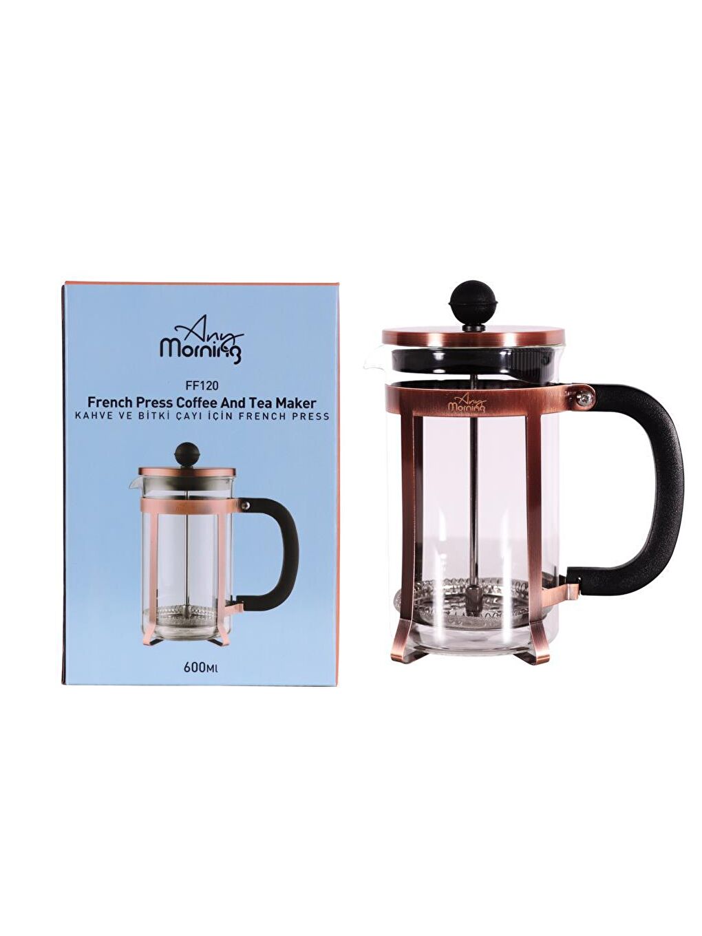 Any Morning Bakır FF120 Kahve ve Bitki Çayı için French Press 600 ML - 2