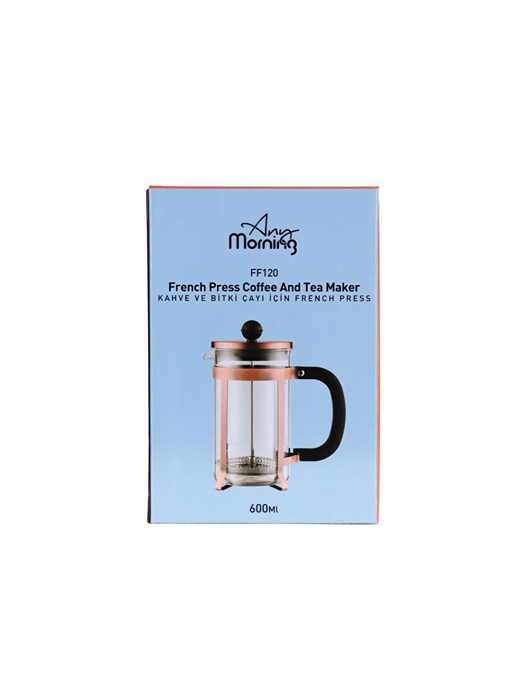 Any Morning Bakır FF120 Kahve ve Bitki Çayı için French Press 600 ML - 3