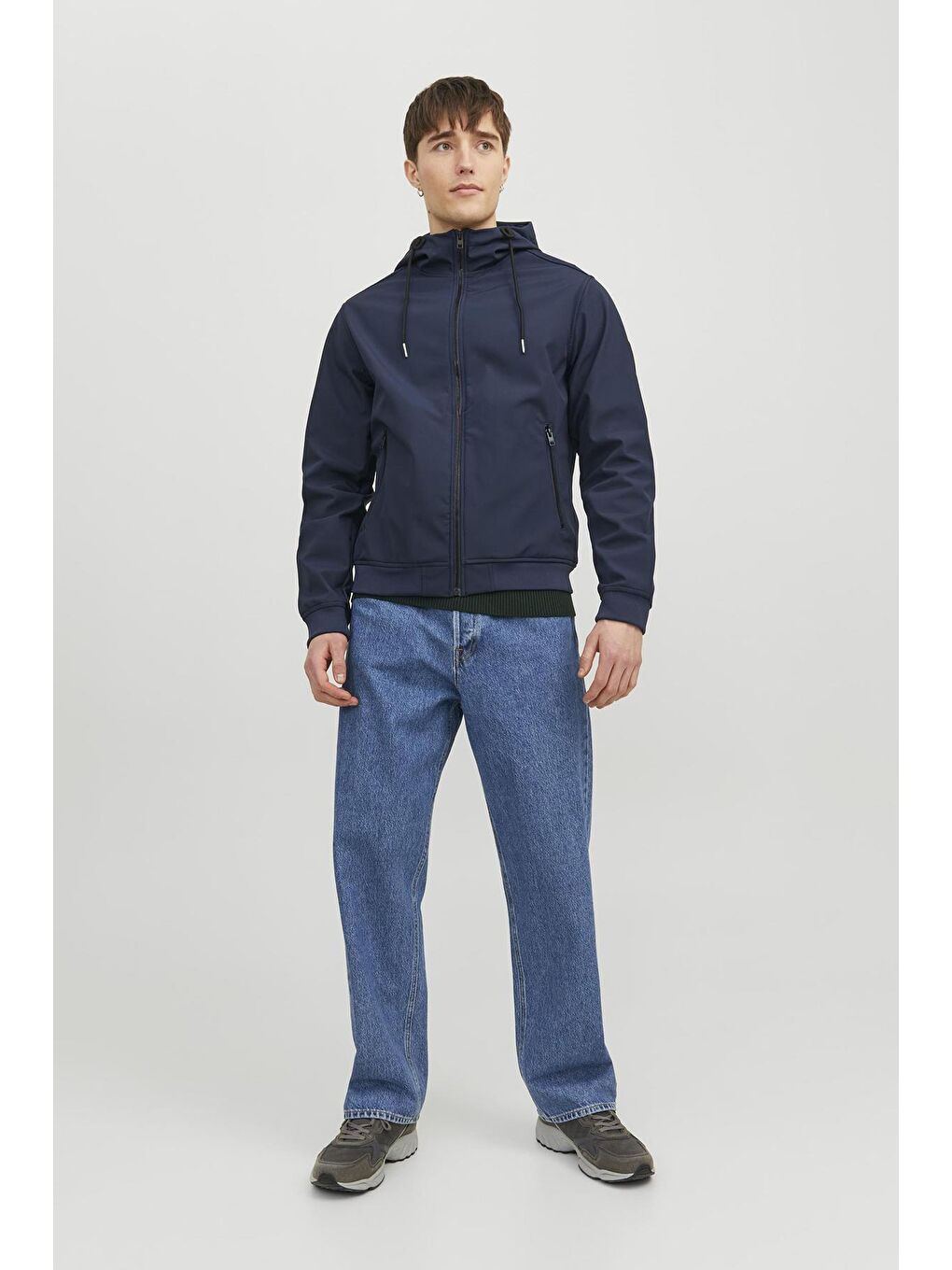 Jack & Jones Lacivert Jjebasıic Suya Dayanıklı Kapüşonlu Regular Fit Erkek Ceket 12236300 - 1