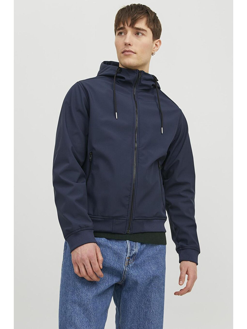 Jack & Jones Lacivert Jjebasıic Suya Dayanıklı Kapüşonlu Regular Fit Erkek Ceket 12236300 - 3