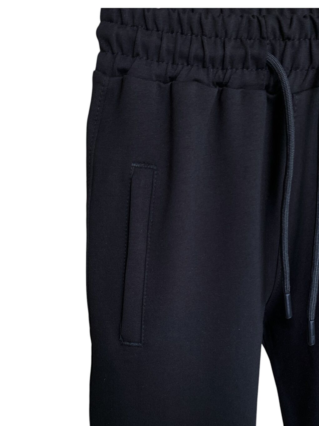 Siyah Erkek Çocuk Pamuklu Fermuarlı Cepli Manşetli Yüksek Kalite Eşofman Altı-4