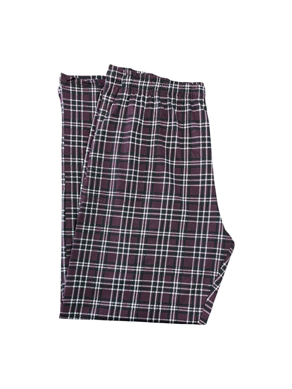 Bordo Erkek Ekose %100 Pamuk Yüksek Kalite Rahat  Büyük Beden Pijama Altı-1