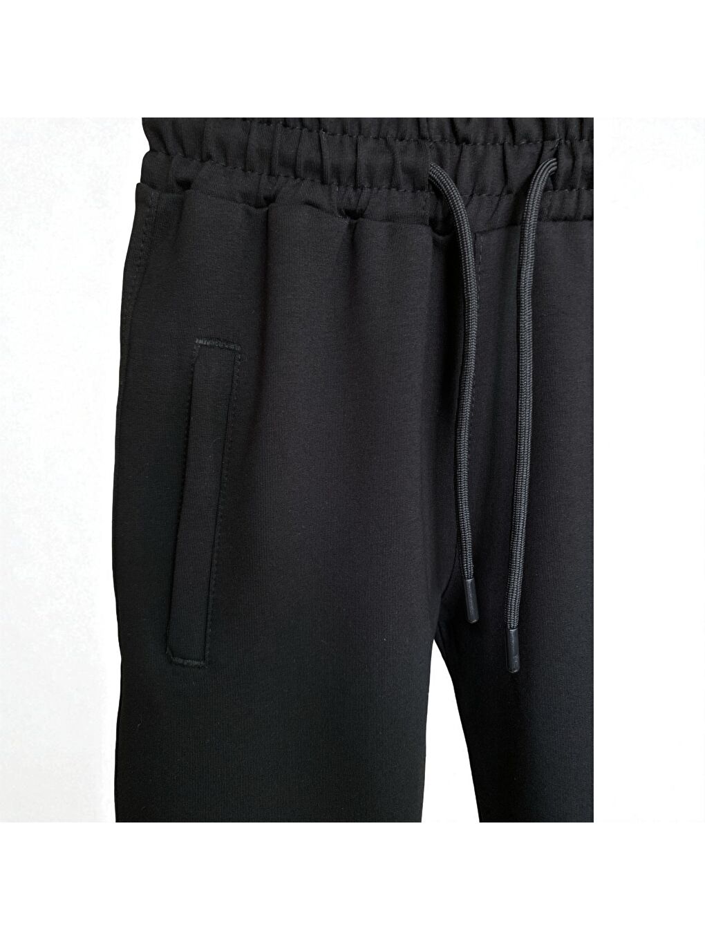 Siyah Erkek Çocuk Pamuklu Fermuarlı Cepli Manşetli Yüksek Kalite Eşofman Altı-6