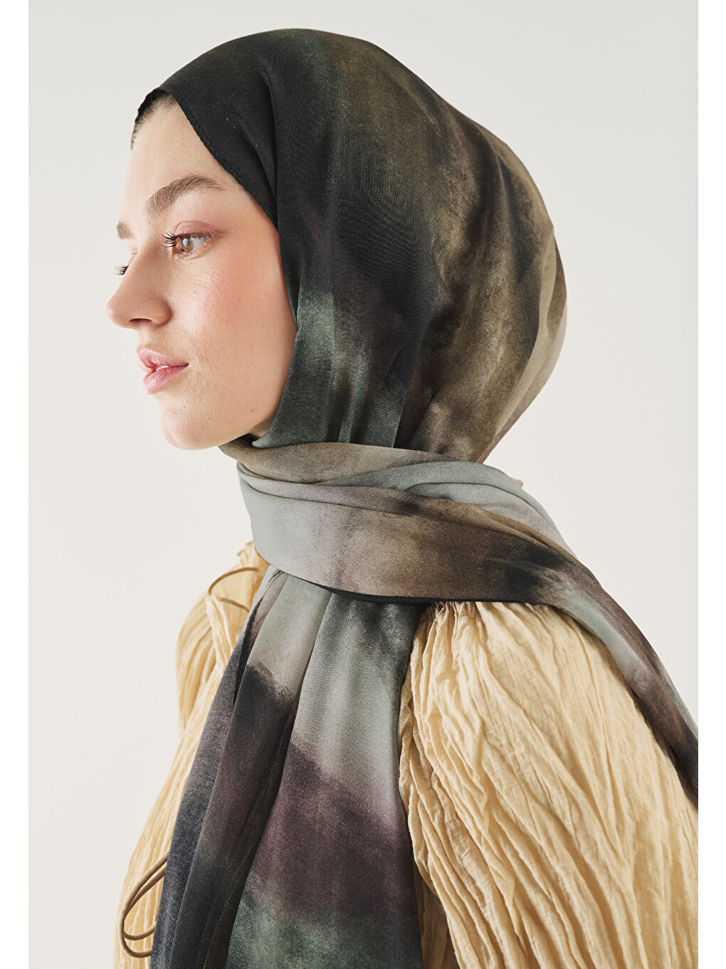 Pure Flow Desen Soft Viskon Şal Siyah-2
