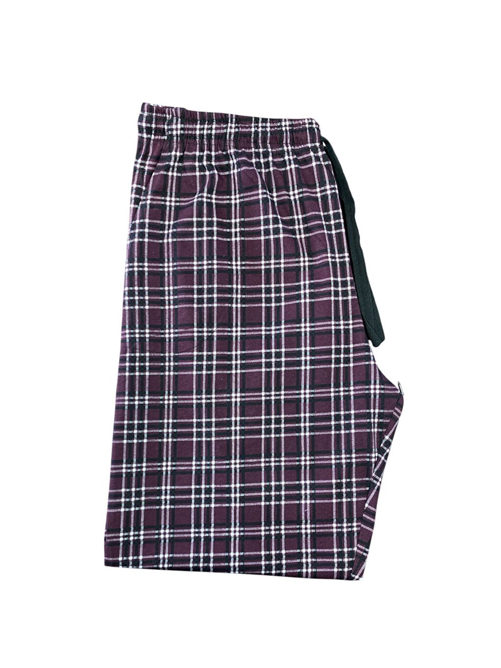 Bordo Erkek Ekose %100 Pamuk Yüksek Kalite Rahat  Büyük Beden Pijama Altı-2