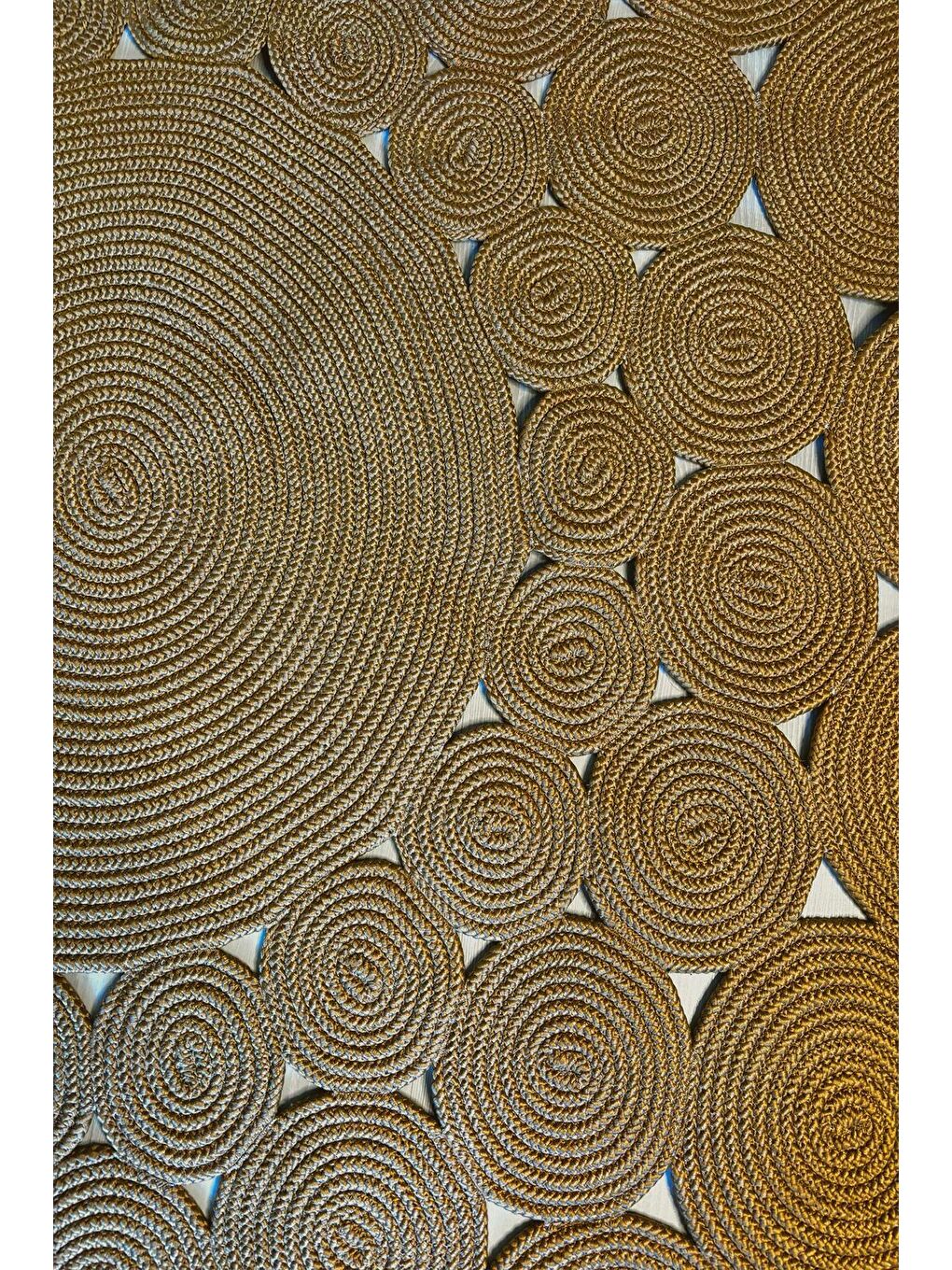 Bej Natural Jüt Halı El Dokuma Hasır Yolluk Bohem Jüt Kilim HMFJUT302 140 x 140 cm-4