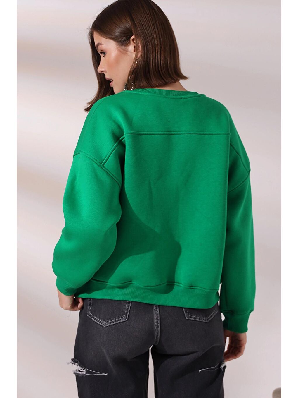 Yeşil Köpek Baskılı Sweatshirt-4