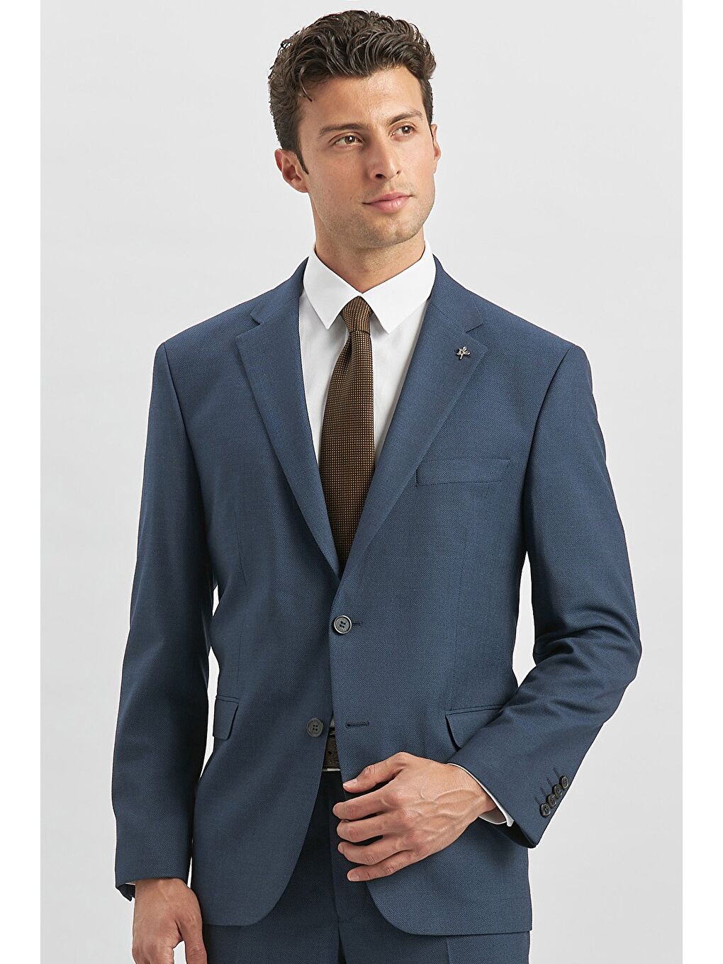 Lacivert Kendinden Mono Yaka 2 Düğme 4 Drop Comfort Fit Classic Takım Elbise 1001240181-3