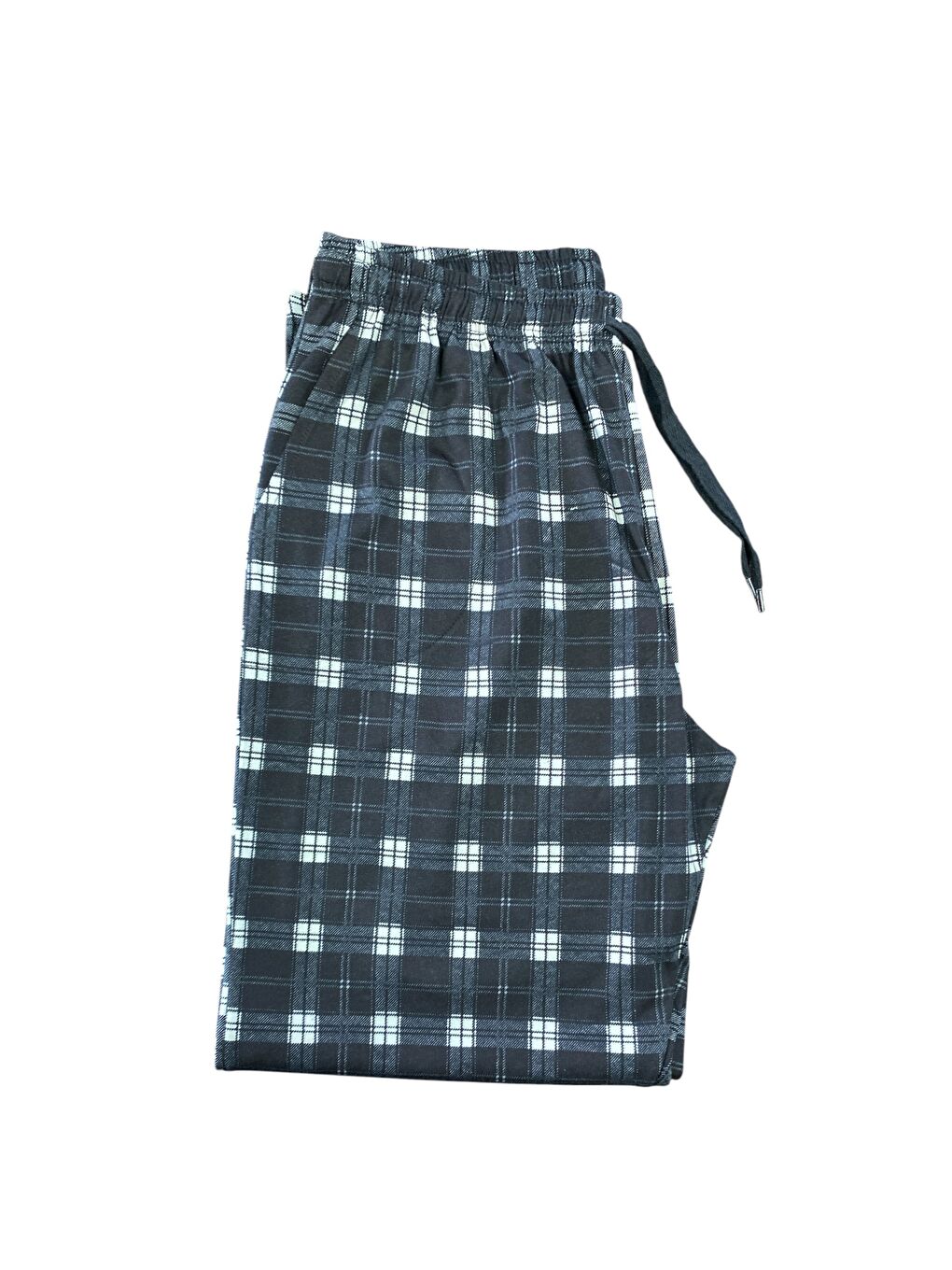 Siyah Erkek Ekose %100 Pamuk Yüksek Kalite Rahat  Büyük Beden Pijama Altı-1