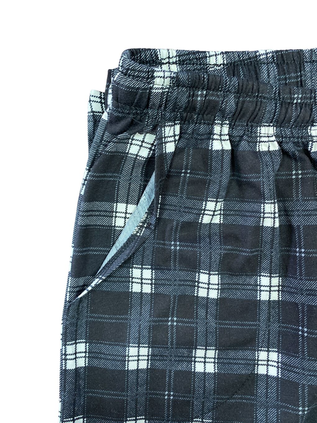 Siyah Erkek Ekose %100 Pamuk Yüksek Kalite Rahat  Büyük Beden Pijama Altı-2