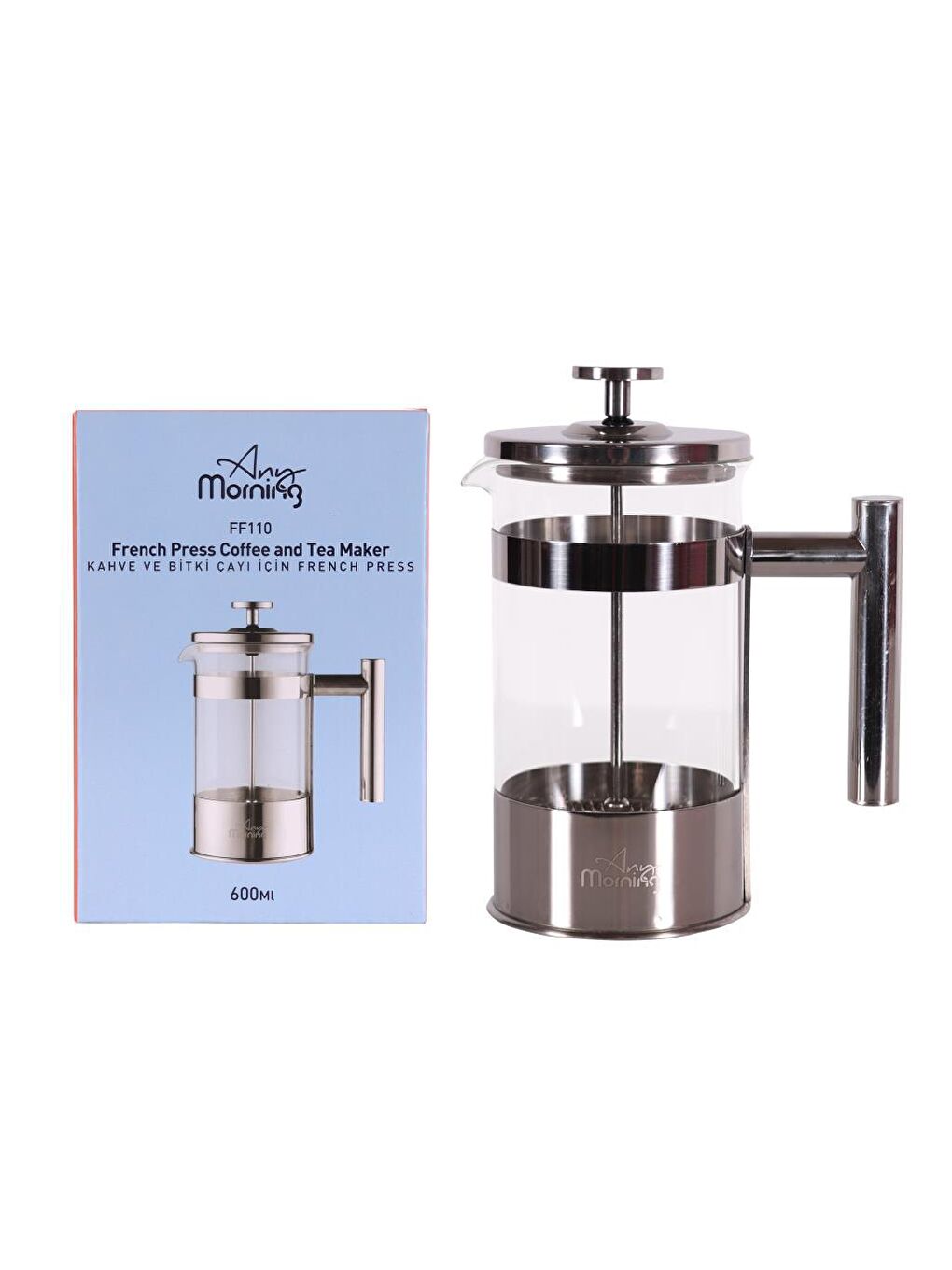 Any Morning Gümüş FF110 Kahve ve Bitki Çayı için French Press 600 ML - 2