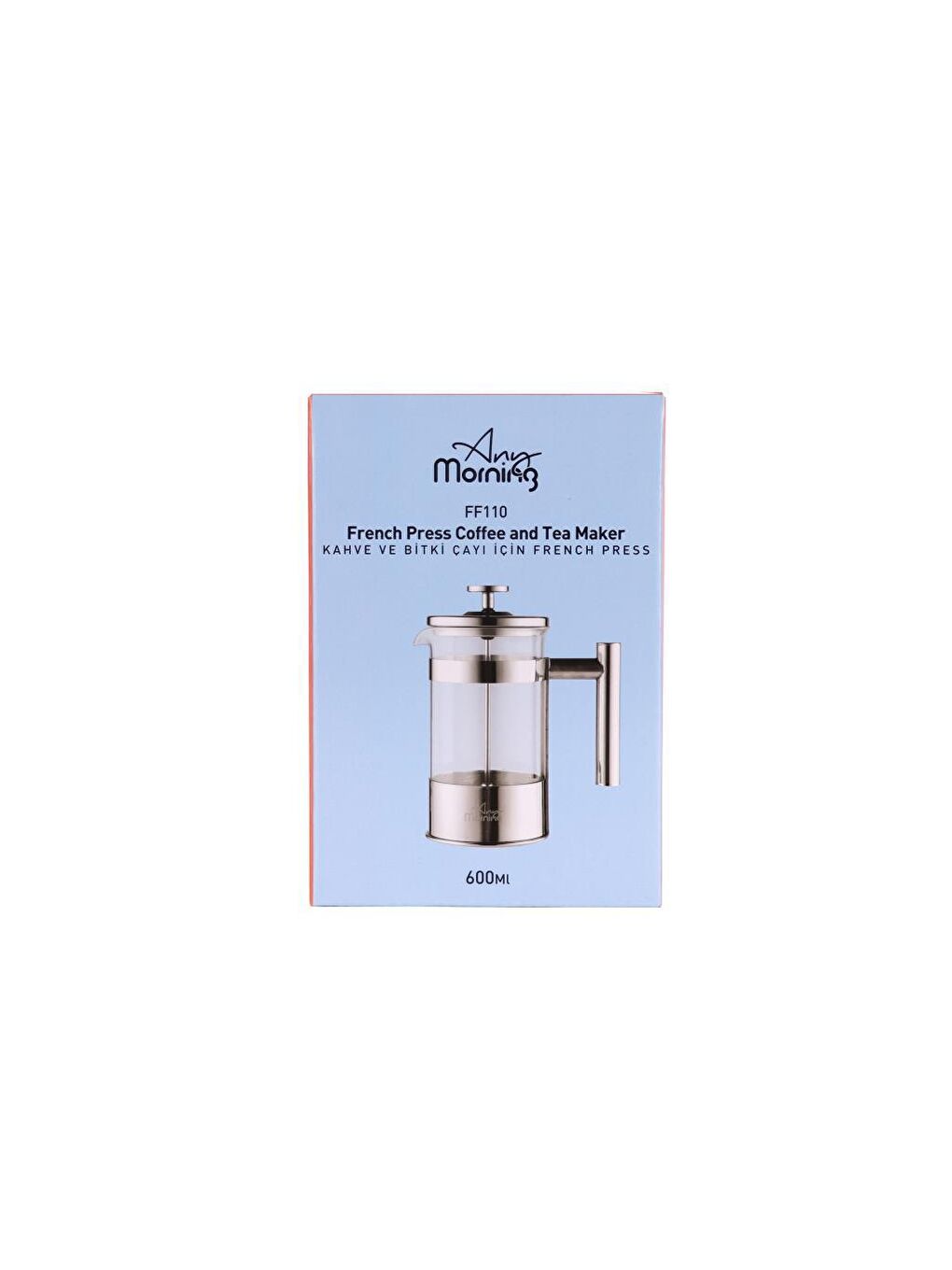 Any Morning Gümüş FF110 Kahve ve Bitki Çayı için French Press 600 ML - 3