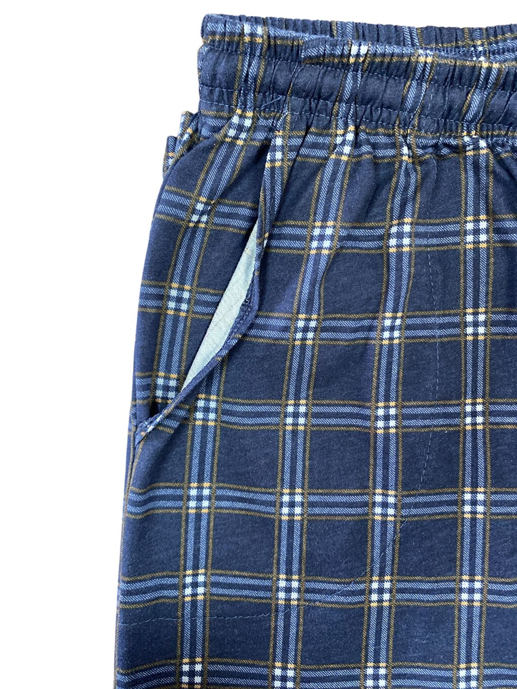 Bej Erkek Ekose %100 Pamuk Yüksek Kalite Rahat Büyük Beden Pijama Altı-1