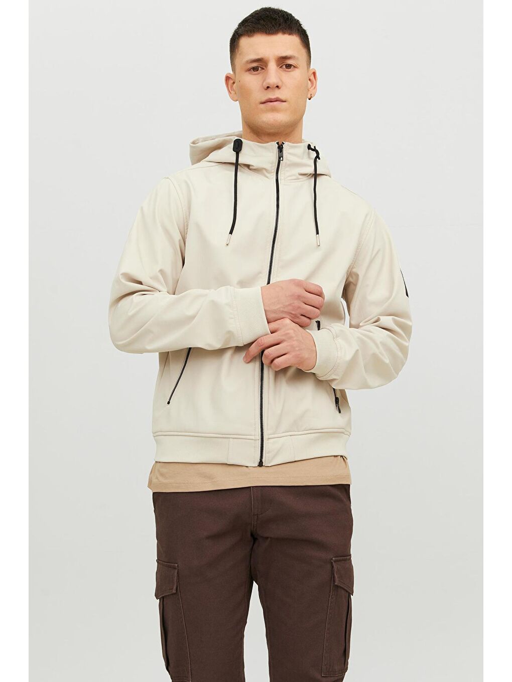 Jack & Jones Taş Jjebasıic Suya Dayanıklı Kapüşonlu Regular Fit Erkek Ceket 12236300