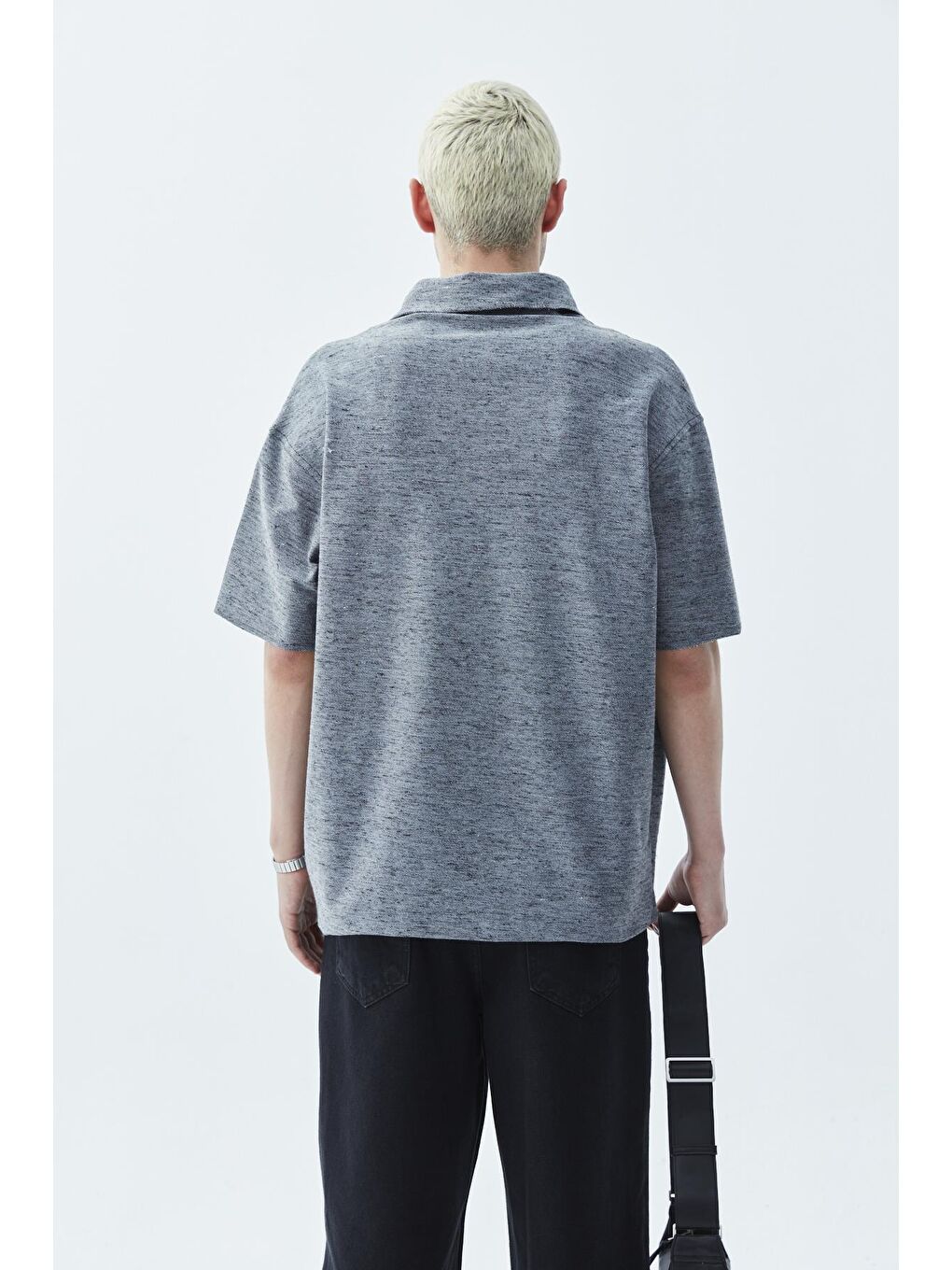 Oversize Keten Gömlek Siyah-5