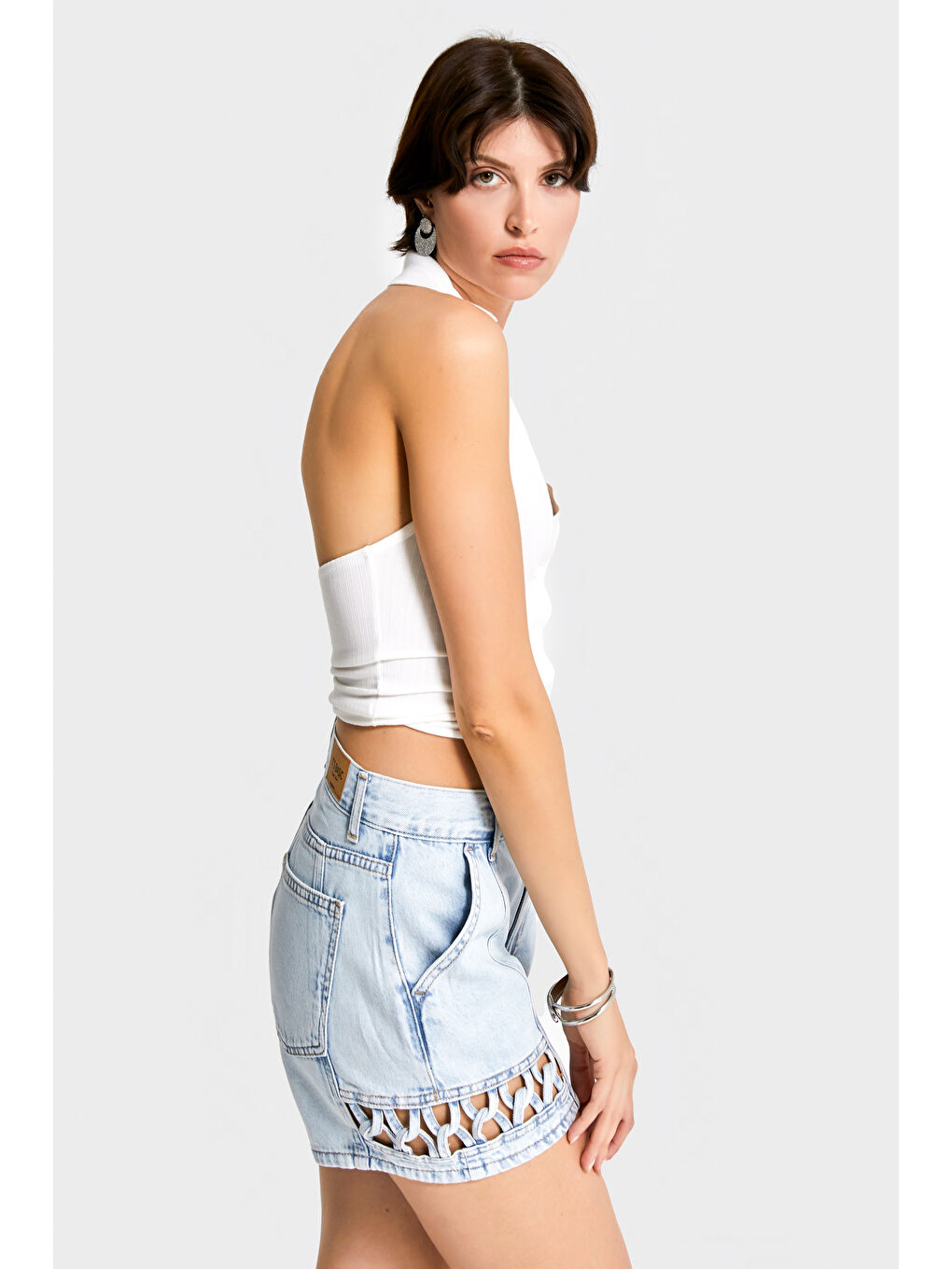 Mavi Kadın Snow Jean Rengi 3s5-3 Mini Boy Paça Detaylı %100 Pamuk Tasarım Denim Şort-4