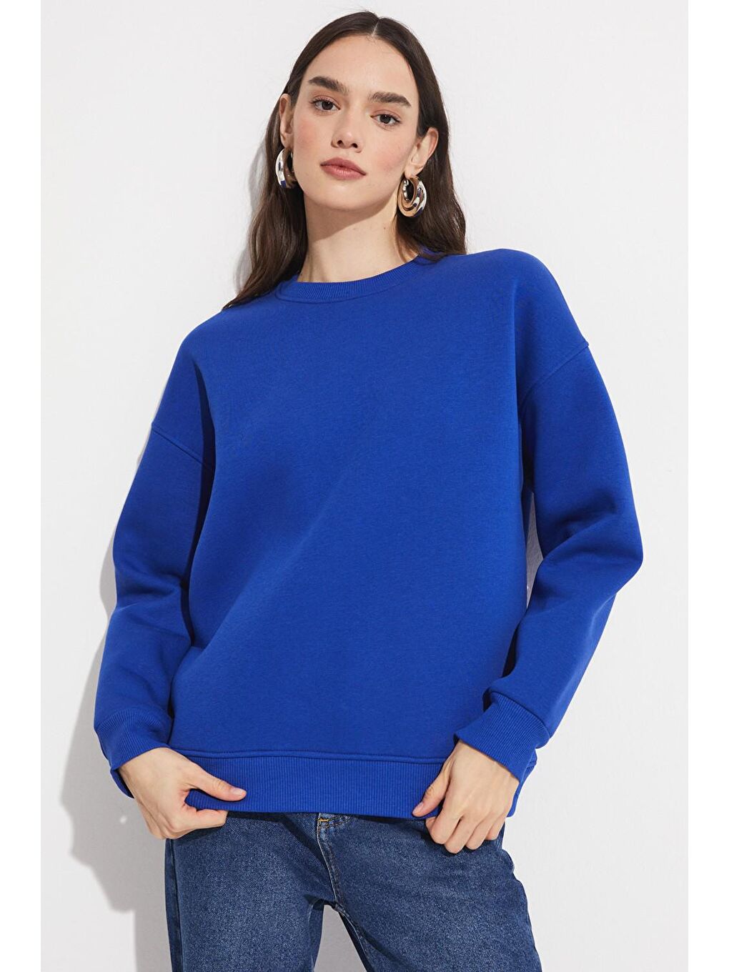 June Saks Bisiklet Yaka Basic Sweatshirt