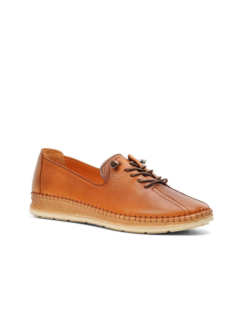 Kahverengi 8786 Taba Hakiki Deri Kadın Babet-2