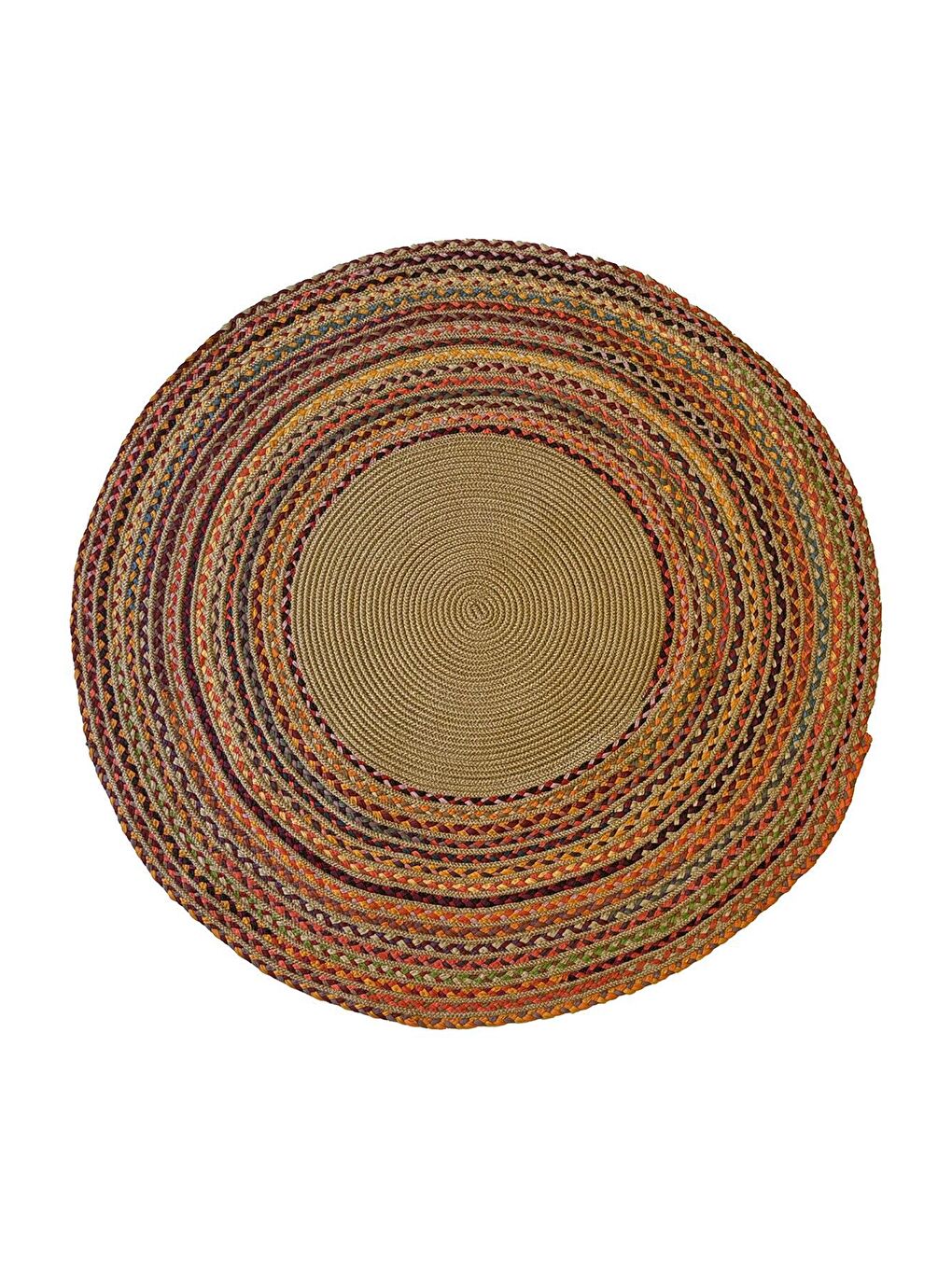 Bej Natural Jüt Halı El Dokuma Hasır Yolluk Bohem Jüt Kilim HMFJUT407 90 x 90 cm