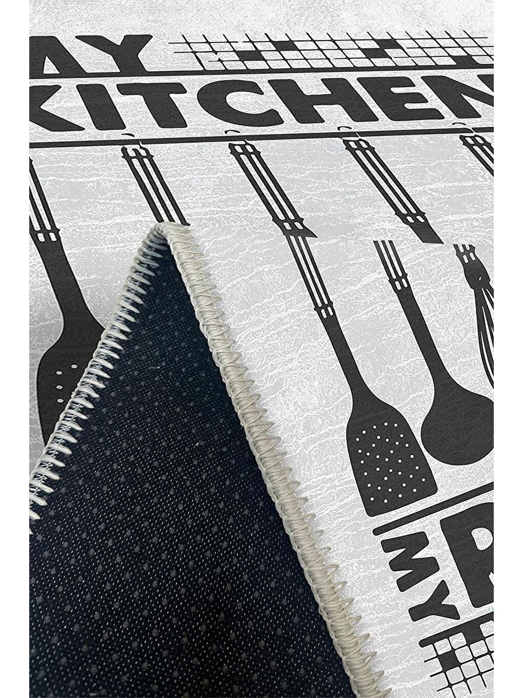 Beyaz Premium Kalite, Pamuk ve Kaydırmaz Taban, Yıkanabilir, Mutfak Halısı  120 x 180 cm-2