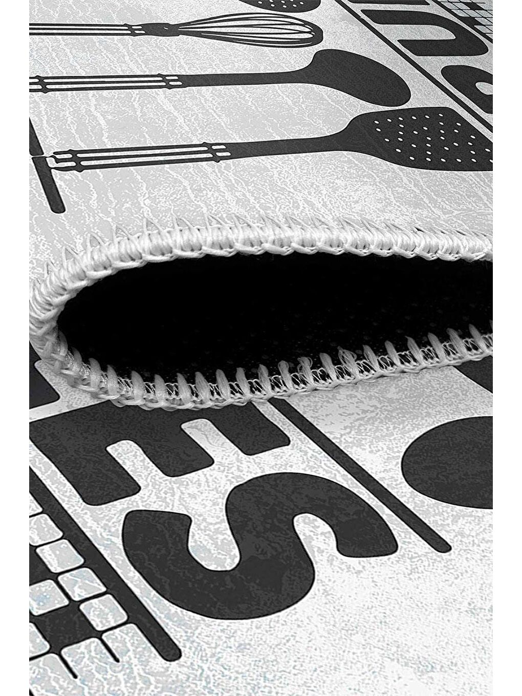 Beyaz Premium Kalite, Pamuk ve Kaydırmaz Taban, Yıkanabilir, Mutfak Halısı  120 x 180 cm-4