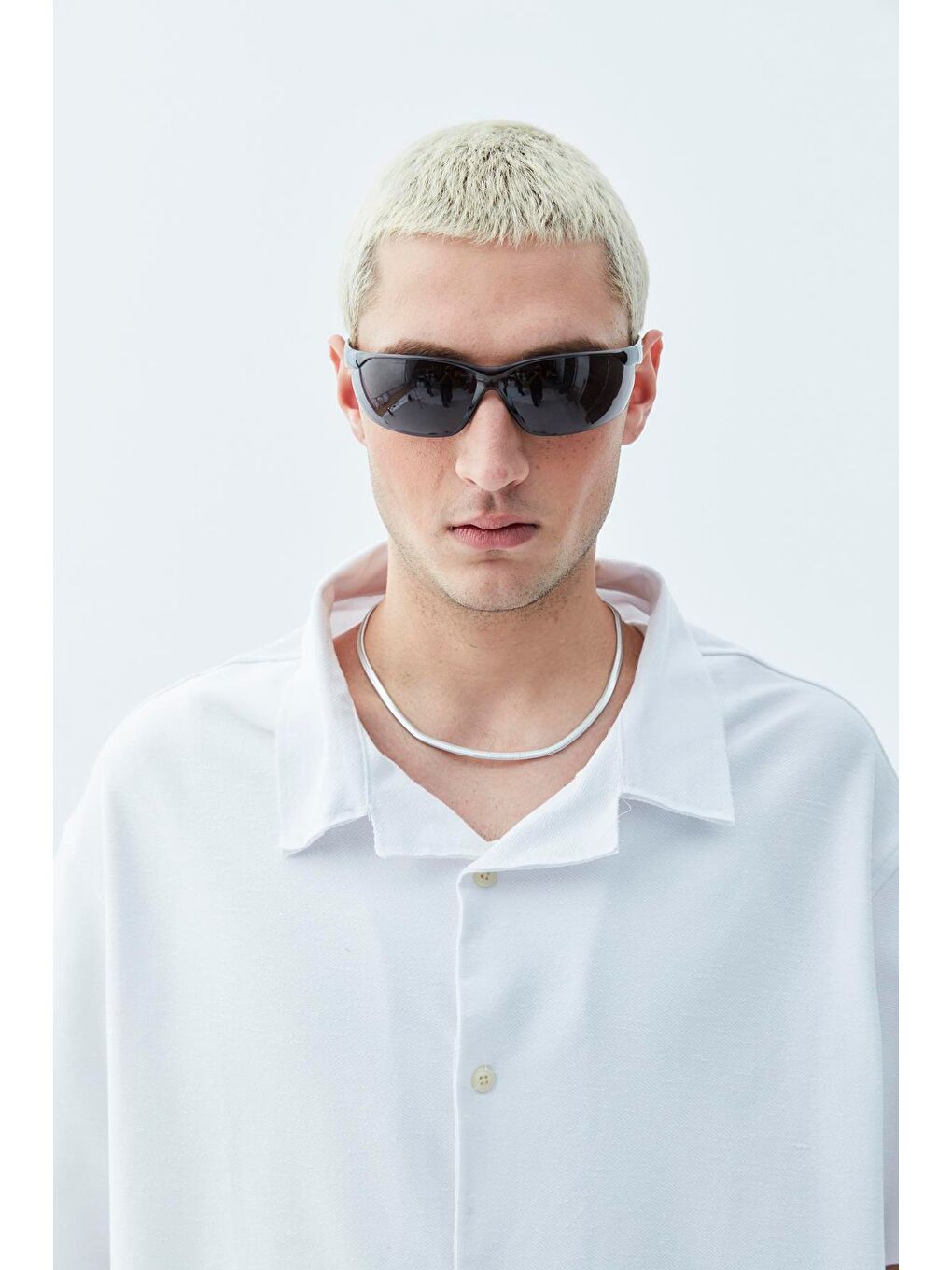 Oversize Keten Gömlek Beyaz-2