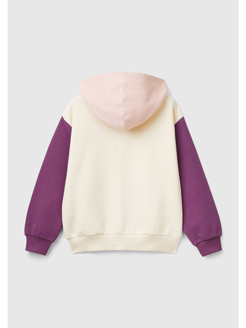 United Colors Of Benetton Kız Çocuk Ekru Mix Pamuk Karışımlı Payet Logolu Kapüşonlu Sweatshirt - 1