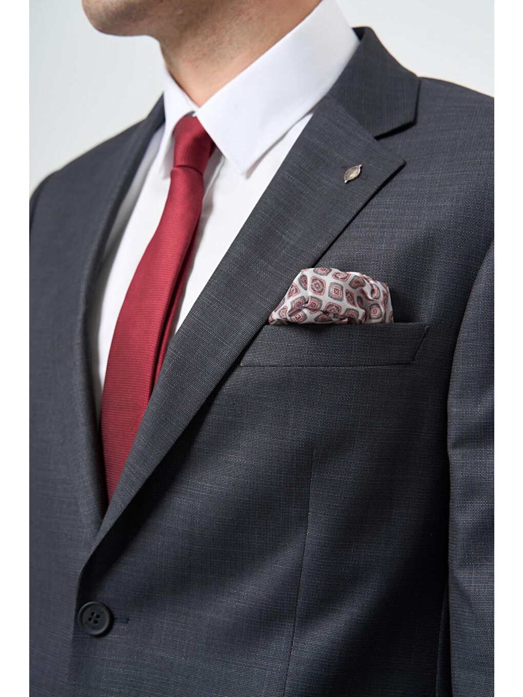 Koyu Antrasit Mono Yaka 4 Drop Comfort Fit Classic Takım Elbise 1001245161-2