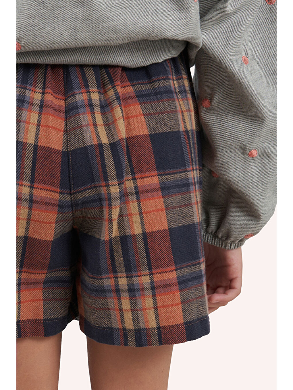 Lacivert Kız Çocuk Ekose Desenli Şort Etek-2