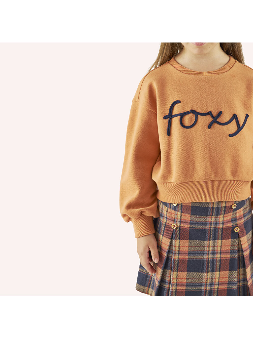 Lacivert Kız Çocuk Ekose Desenli Şort Etek-3