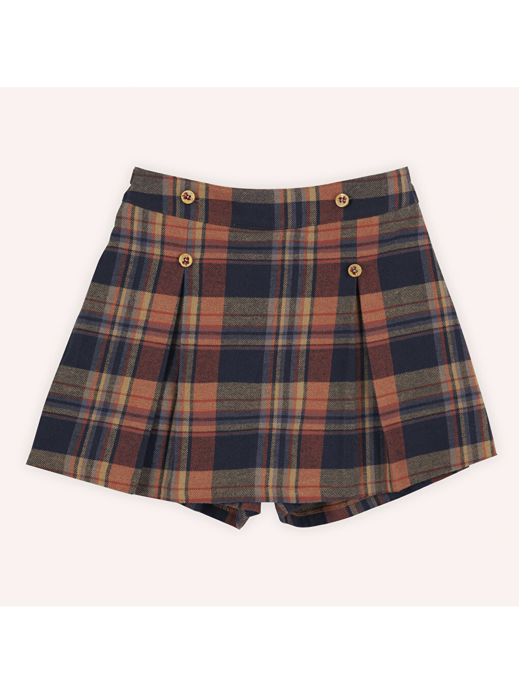 Lacivert Kız Çocuk Ekose Desenli Şort Etek-7