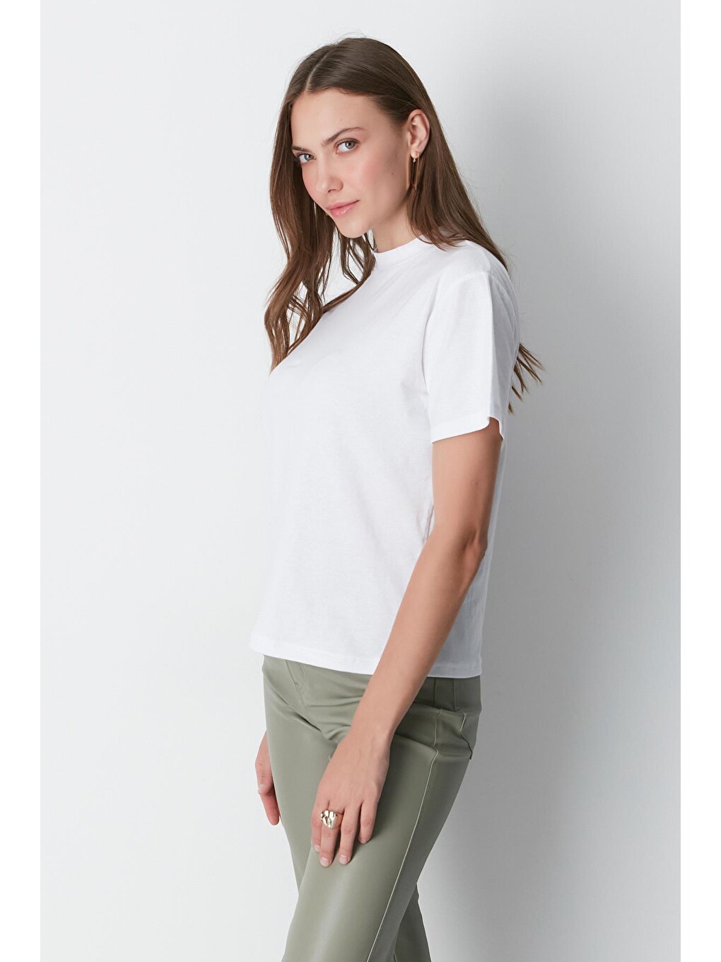 Dik Yaka Kısa Kol 2'li Basic T-Shirt 957 Siyah/Beyaz-6