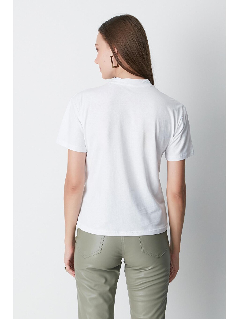 Dik Yaka Kısa Kol 2'li Basic T-Shirt 957 Siyah/Beyaz-7