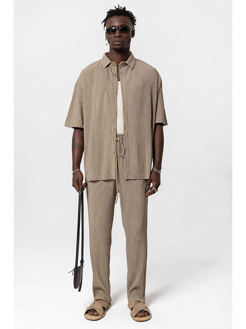 Bej Basic Oversize Ottoman Takım Vizon