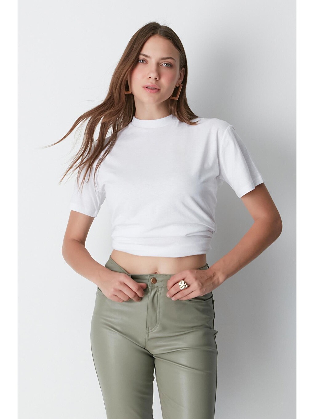 Dik Yaka Kısa Kol 2'li Basic T-Shirt 957 Siyah/Beyaz-9
