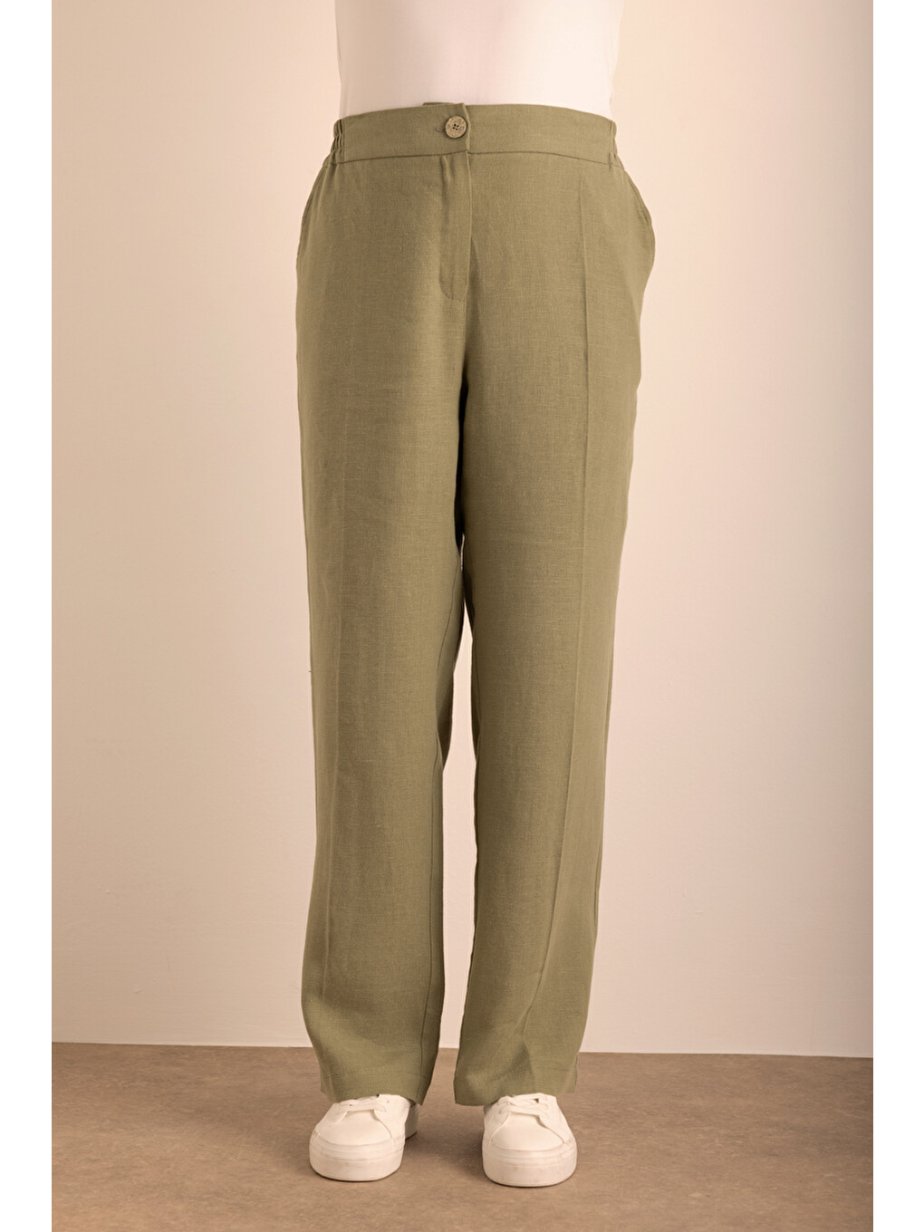 Haki Keten Pantolon-1