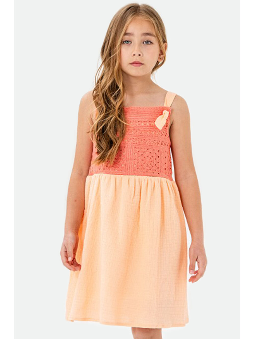 Sarı Hardal Dantel Detaylı Müslin Kız Çocuk Elbise 21085-1