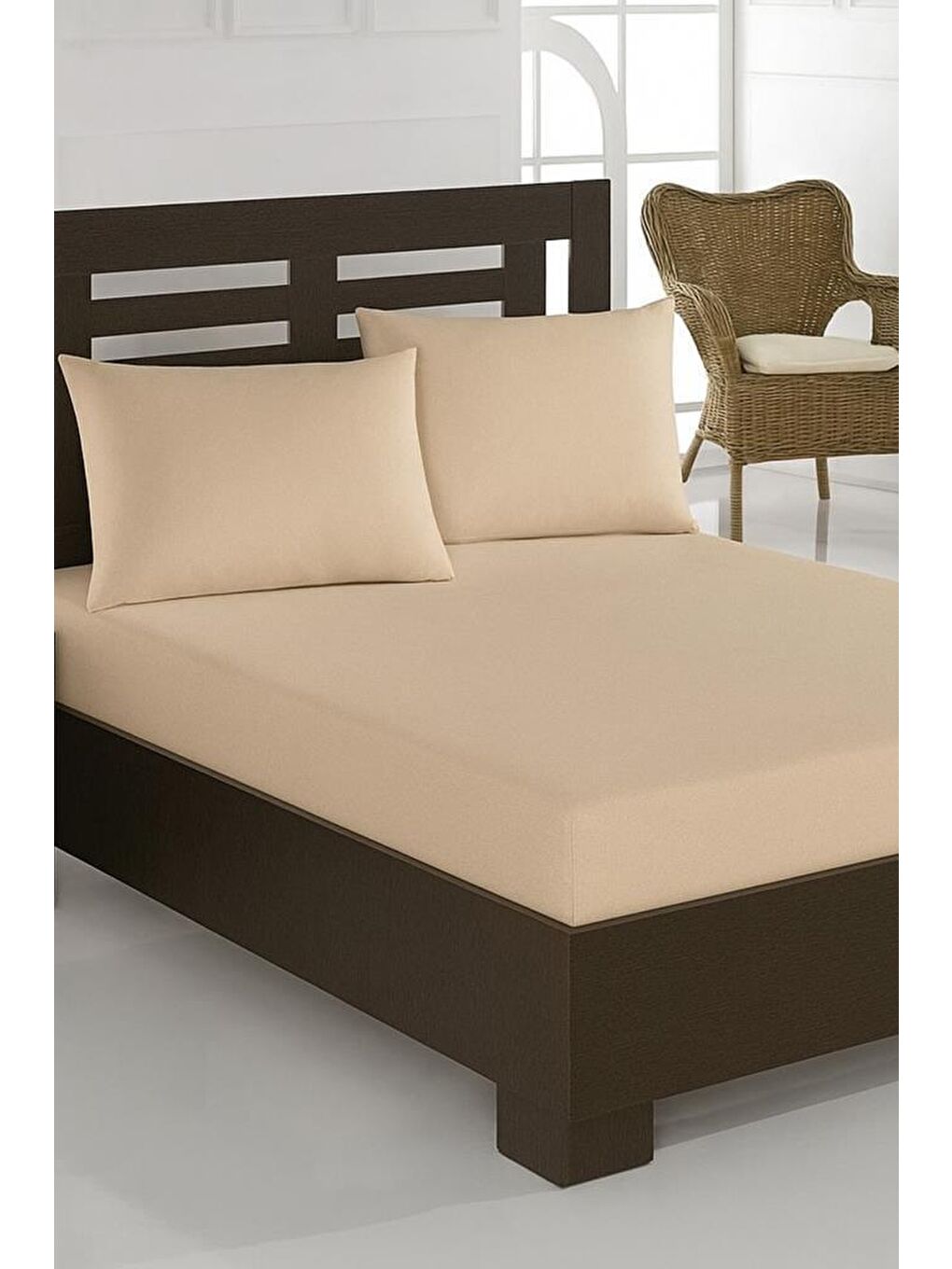 Kahverengi Bella Çift Kişilik 160x200 cm Lastikli Çarşaf Takımı Cappucino