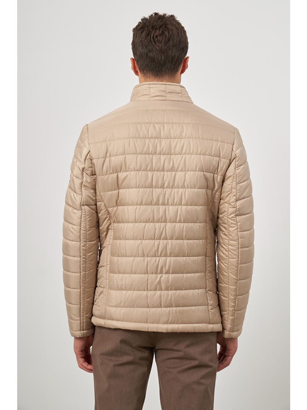 Bej Kapitone Hakim Yaka Düz Yırtmaçsız Tam Astar Slim Fit Classic Mont 1007245155-6