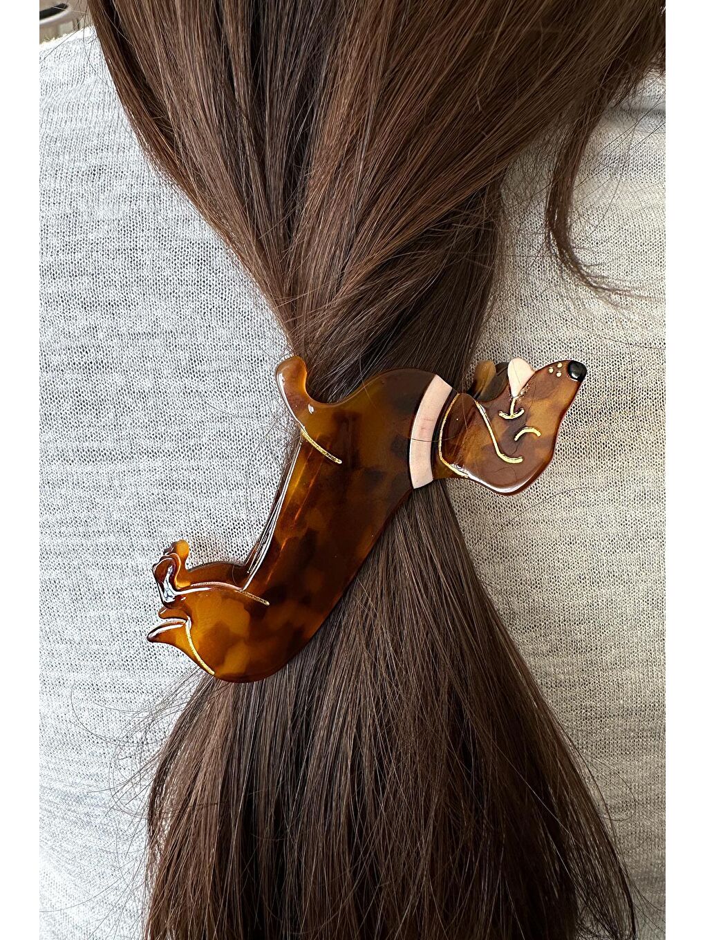 Kahverengi Lüks Asetat Sosis Köpek Mandal Toka-2