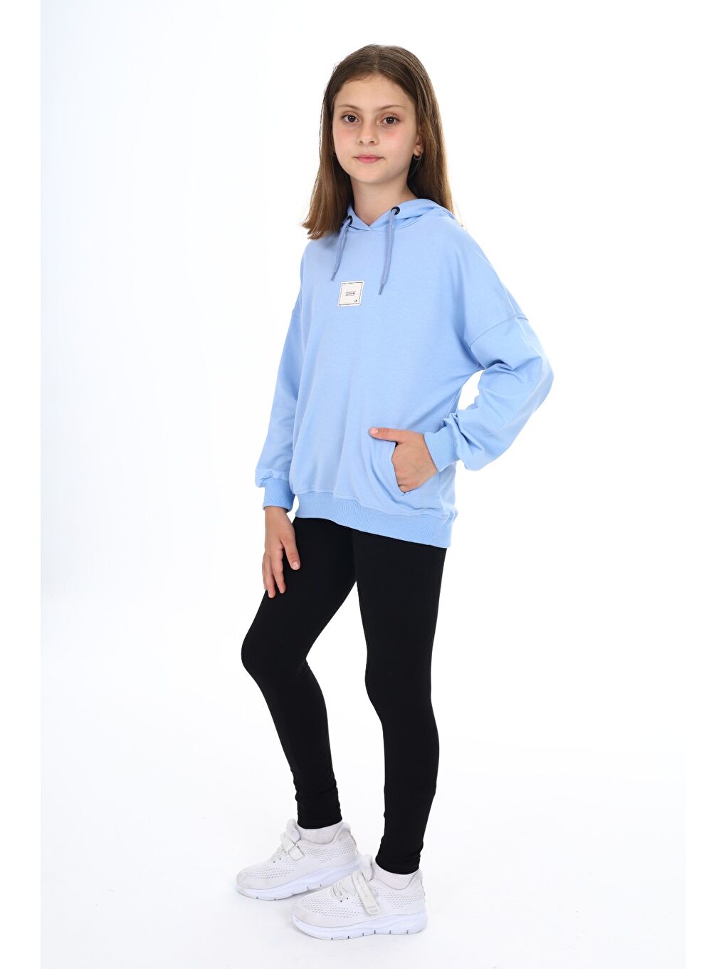 Mavi Kız Çocuk Armalı Taytlı Takım-2