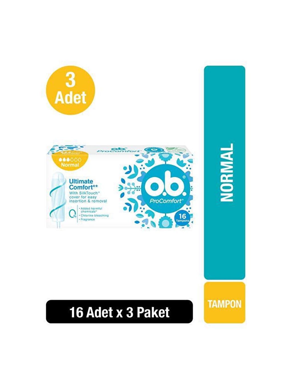 O.B Renksiz Tampon Normal 16'lı x3