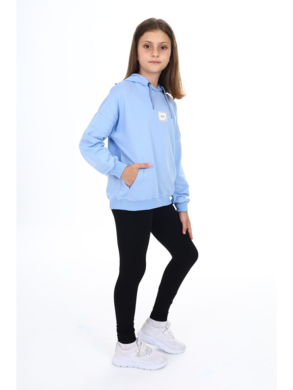 Mavi Kız Çocuk Armalı Taytlı Takım-3