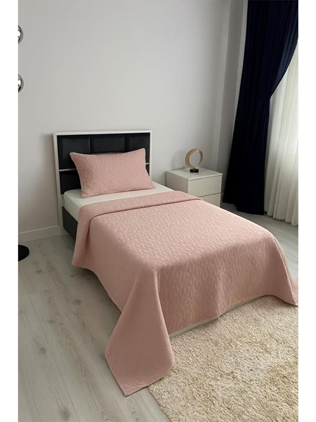 Karışık Powderlove 2 Parça Tek Kişilik Yatak Örtüsü 180x235 cm Pudra