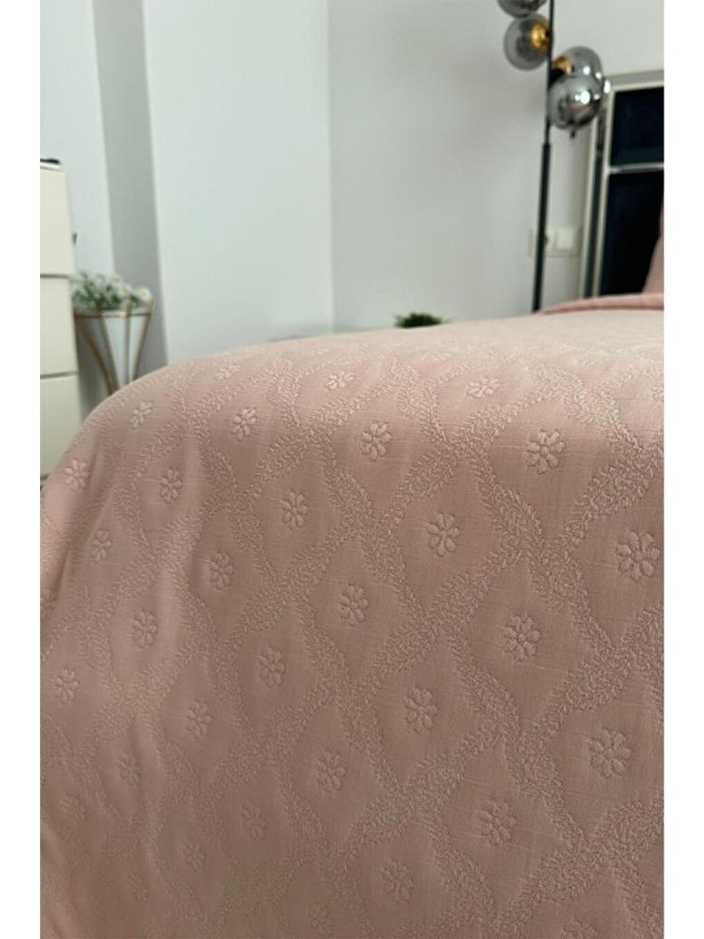 Karışık Powderlove 2 Parça Tek Kişilik Yatak Örtüsü 180x235 cm Pudra-2