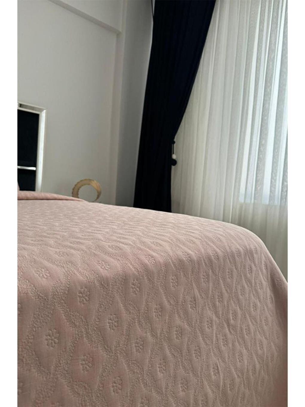 Karışık Powderlove 2 Parça Tek Kişilik Yatak Örtüsü 180x235 cm Pudra-3