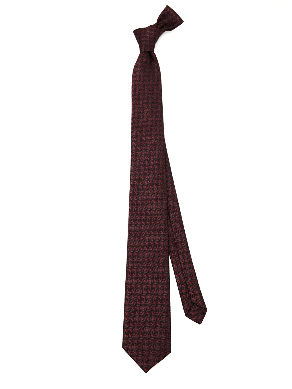 Klasik Cep Mendilli Desenli Bordo Kravat-1