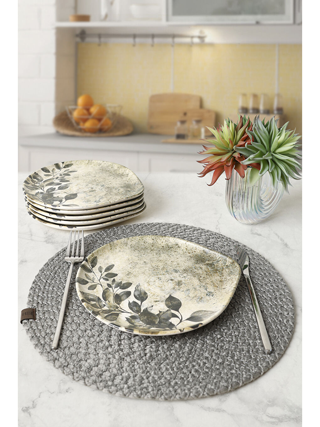 Karışık Forest Rustle Serenity Pasta Tabağı 22 Cm 6 Adet