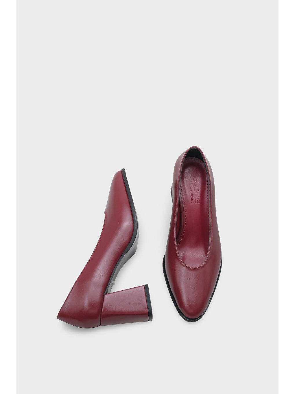 Bordo Daisie Yuvarlak Burunlu Orta Topuklu Günlük Kadın Topuklu Ayakkabı-5